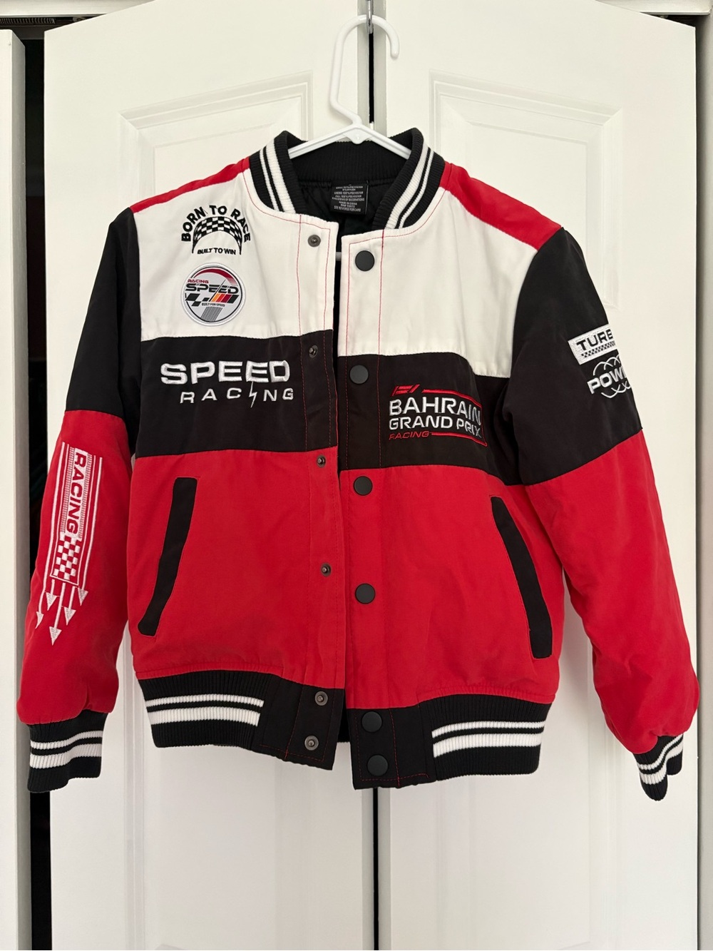 Ring of Fire Red, Black & White Speed Racing Kids Jacket